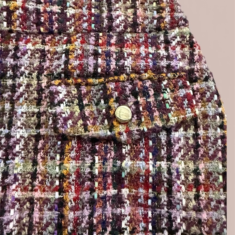 LOFT Multicolor Tweed Mini Skirt with Gold-Tone Buttons - Picture 3 of 5